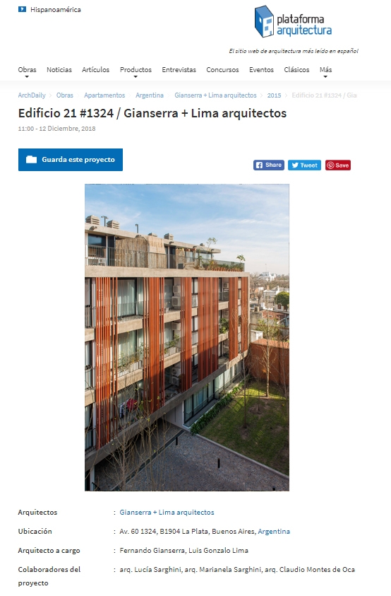 PLATAFORMA ARQUITECTURA | Edificio 21 #1324 | año 2018